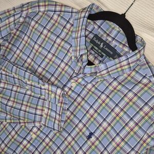Ralph Lauren Classic Fit Plaid Button Down Shirt Men's Large Long Sleeve